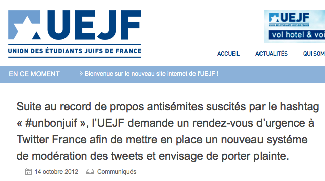 Hashtag #UnBonJuif : contre qui l'UEJF doit-il porter plainte ?